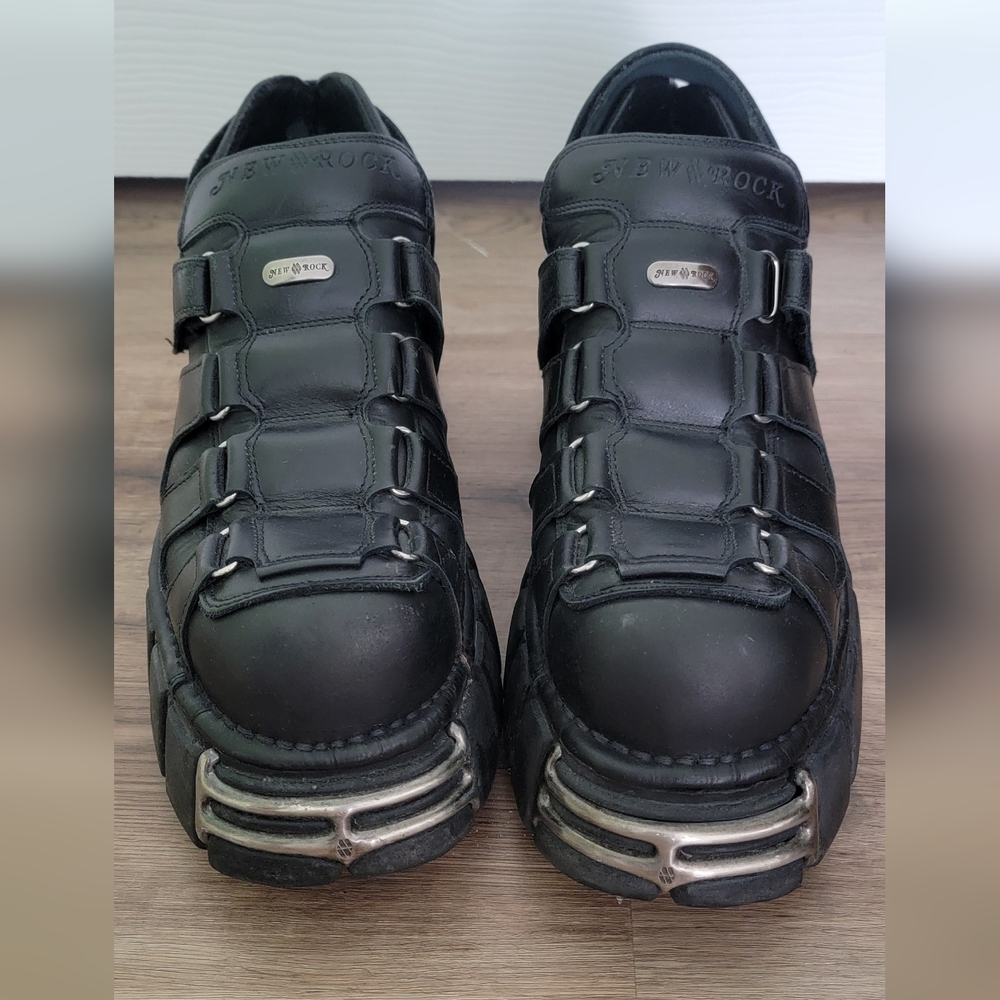 Men's Black Leather Boots with Metal Details